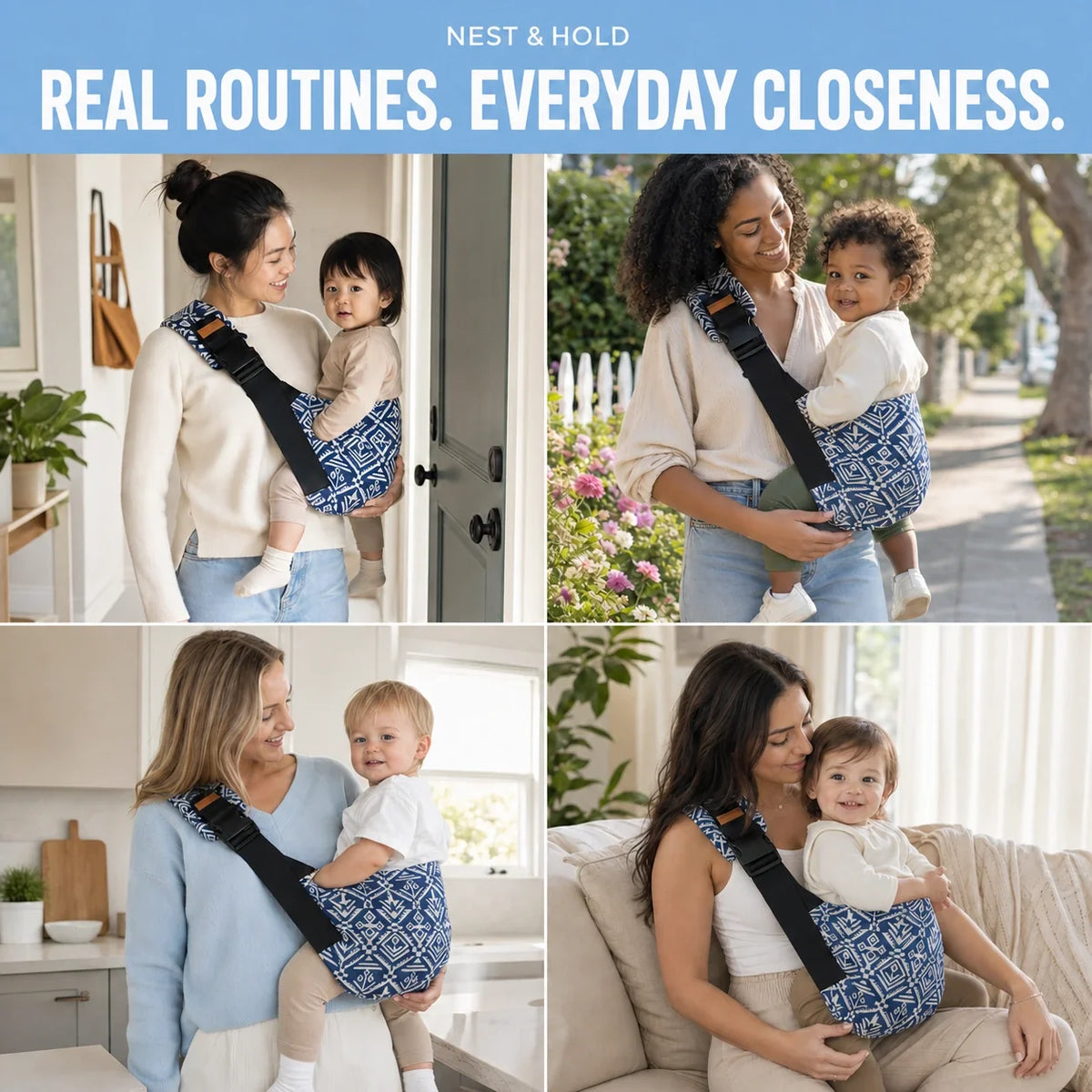 Adjustable Carrier Sling in real family routines