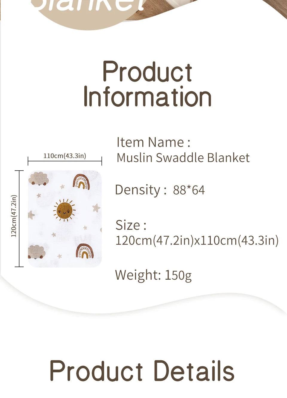 Nest & Hold™ Muslin Baby Swaddle
